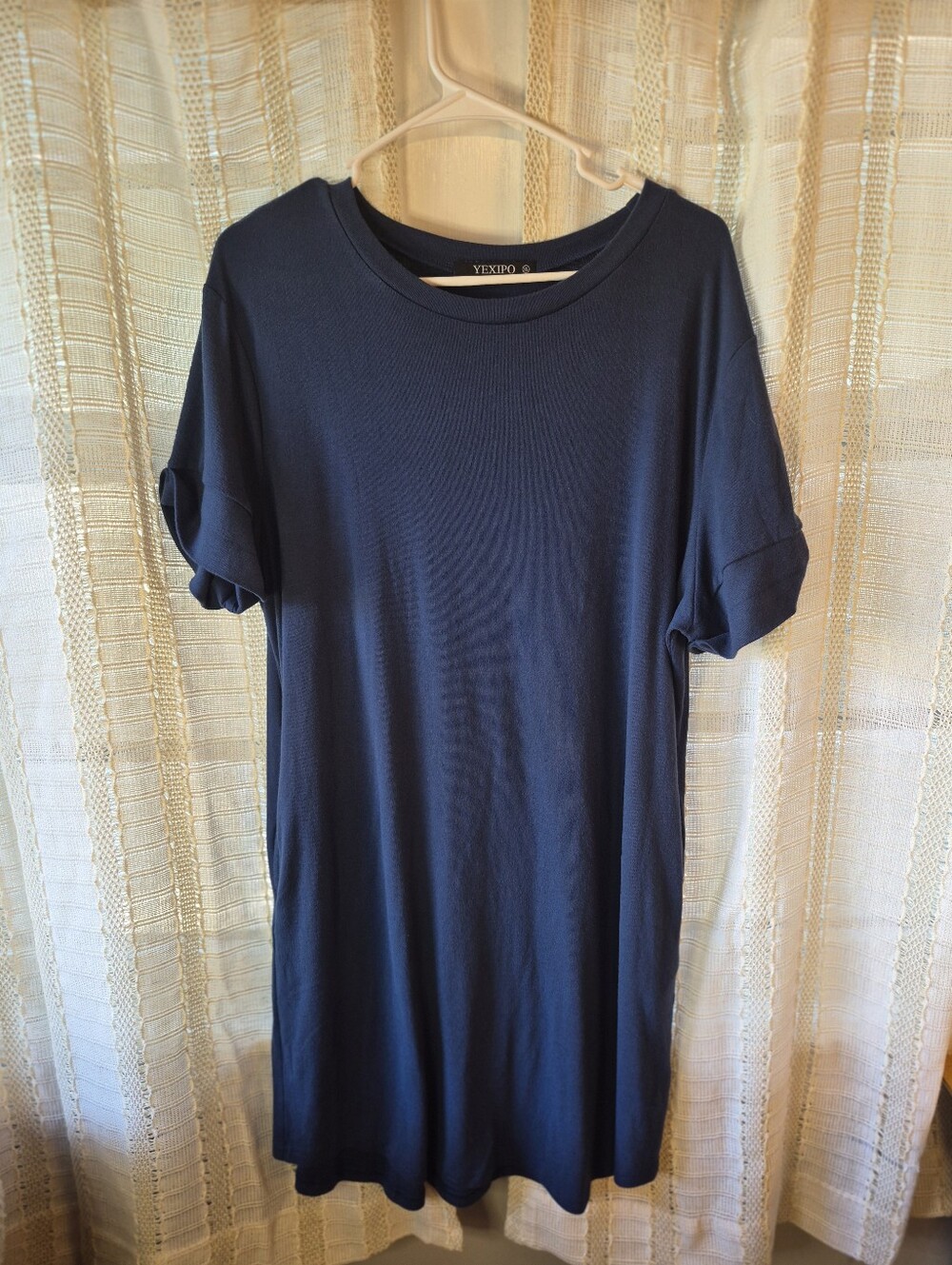 Yexipo Women's Navy Short Sleeve Tunic Dress Size XL